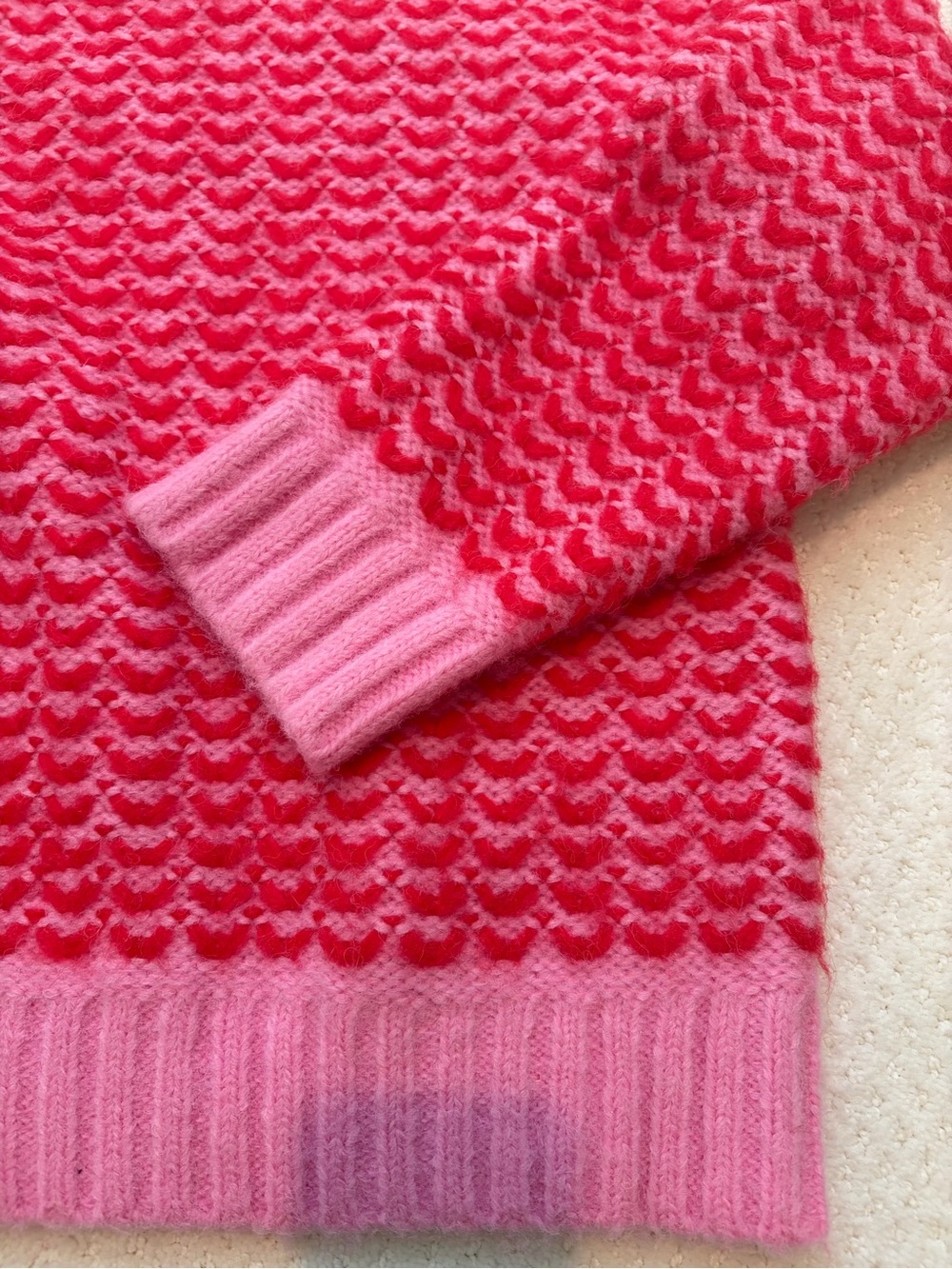 ANTHROPOLOGIE Lili Sidonio Pink Red Two-Tone Knit Sweater Womens Crewneck Small - Picture 6 of 8